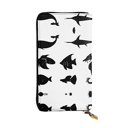 Schwarze und weiße Fischleder-Clutch-Geldbörse – 19 x 10 cm, bequem, leicht, wasserdicht, langlebig, schön, schwarz, Einheitsgröße, Schwarz , Einheitsgröße von BHCASE