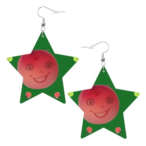 Smiling red peaches Printed Fashion Star Earrings Pendant Stylish and beautiful Lightweight Dangle for Women Girls, Einheitsgröße, Leder von BHCASE