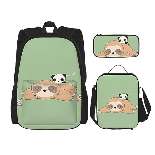 Taschen-Rucksack, Crossbody-Lunch-Tasche, Stifttaschen-Set – robust, langlebig und modisch, leichtes Design, niedliches Panda- und Faultier-Muster von BHCASE