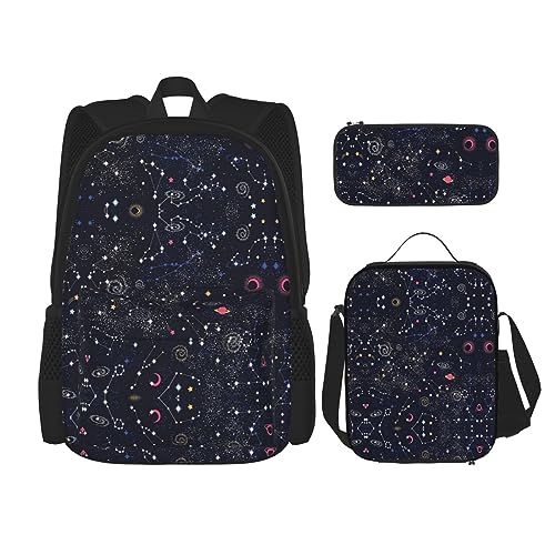 Taschen-Rucksack, Umhängetasche, Lunch-Tasche, Stifttaschen-Set – robust, langlebig, modisch und leicht, Sternhaufen, Galaxienmuster von BHCASE