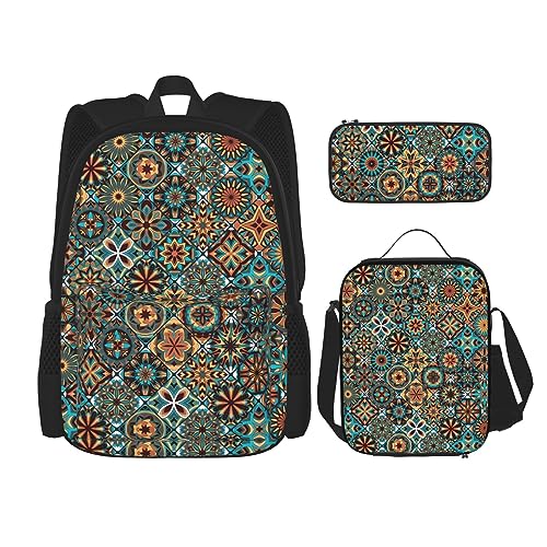 Taschen-Rucksack, Umhängetasche, Lunch-Tasche, Stifttaschen-Set – robust, langlebig und modisch, leichtes Design, Blumenmuster von BHCASE