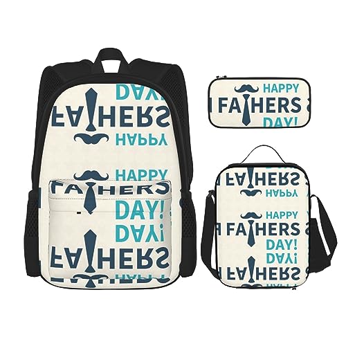 Taschen-Rucksack, Umhängetasche, Lunch-Tasche, Stifttaschen-Set – robust, langlebig und modisch, leichtes Design, Happy Fathers Day Muster von BHCASE