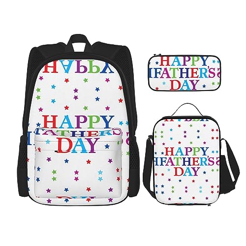 Taschen-Rucksack, Umhängetasche, Lunch-Tasche, Stifttaschen-Set – robust, langlebig und modisch, leichtes Design, Sterne und Happy Fathers Day Muster von BHCASE