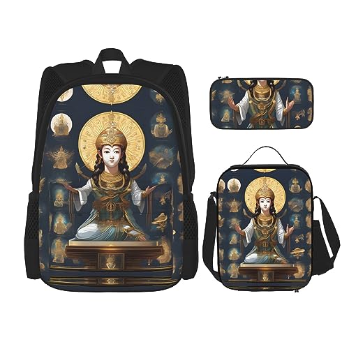 Taschenrucksack, Crossbody-Lunch-Tasche, Stiftebeutel-Set – robust, langlebig, modisch und leicht, Statue of God, Schwarz , Einheitsgröße von BHCASE