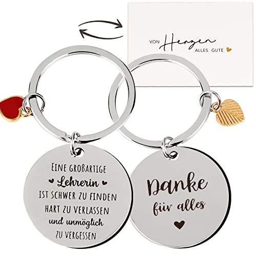 BHGT Lehrerin Geschenk Abschiedsgeschenk Schlüsselanhänger Lehrer Grundschule Abschluss Abschied Erzieherin Danke Dankeschön Geschenkidee Geburtstag Weihnachten Weihnachtsgeschenke von BHGT