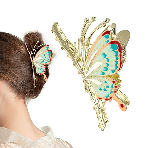 Schmetterling Haarklammer Groß Haarspangen Damen Metall Haarkralle Gold für Dickes Haar Dünnes Haar Hair Claw Clip Accessoires für Frauen Mädchen von BHGT