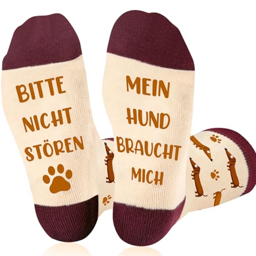 Dackel Geschenke für Frauen Dackelsocken mit Dackelmotiv Geburtstagsgeschenk Weihnachtsgeschenke für Frauen Männer, Dackel Socken Geschenke für Hundebesitzer zum Geburtstag zur Weihnachten 39-42 43-46 von BHGWR