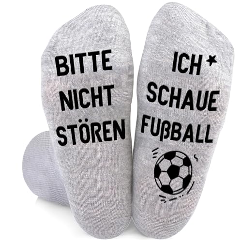 Fußball Geschenke für Männer Socken mit Spruch Bitte Nicht Stören Ich Schaue Fussball Geschenk zum Geburtstag, Baumwollsocken Weihnachtsgeschenke für Männer Teenager Jungen (Baumwolle, Grey) von BHGWR