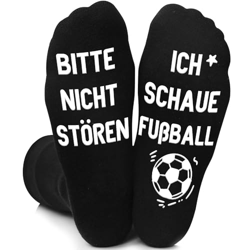 Fußball Geschenke für Männer Socken mit Spruch Bitte Nicht Stören Ich Schaue Fussball Geschenk zum Geburtstag, Baumwollsocken Weihnachtsgeschenke für Männer Teenager Jungen (Baumwolle, Black) von BHGWR