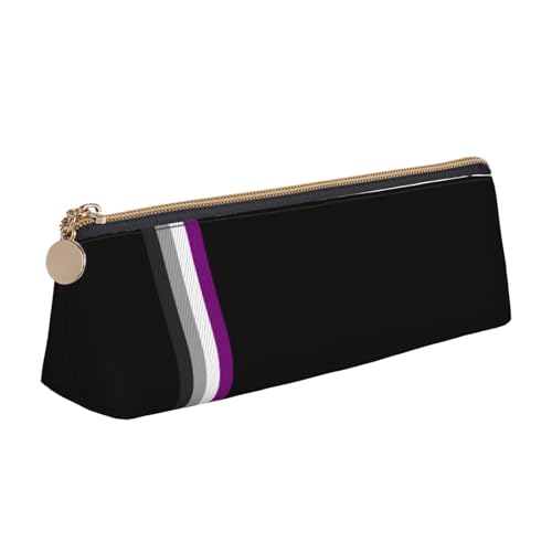 BHHJKK Asexual Pride Flag LGBTQ Dreieckiges Federmäppchen aus Leder, Stifteetui, Kosmetiktasche, Schreibtisch, Schreibwaren, Organizer, Box für Büro, Damen und Herren, Siehe Abbildung, Einheitsgröße, von BHHJKK