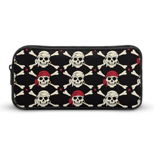 BHHJKK Federmäppchen, stilvolle Piratentotenköpfe, Stiftetasche für Damen und Herren, tragbare Büro-Make-up-Kosmetiktasche, großes Fassungsvermögen, Schreibwaren organisieren, Stil (152), von BHHJKK