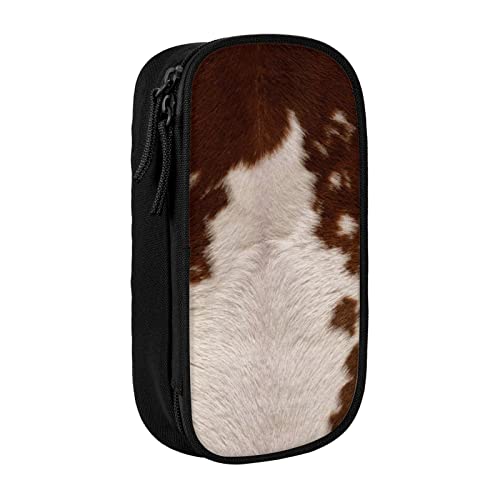 BHHJKK Federmäppchen aus Rindsleder, großes Fassungsvermögen und stabil, Büro-Federmäppchen, faltbares Federmäppchen mit Reißverschlussfach und Griff, Rotbraun, Siehe Abbildung, Einheitsgröße, von BHHJKK