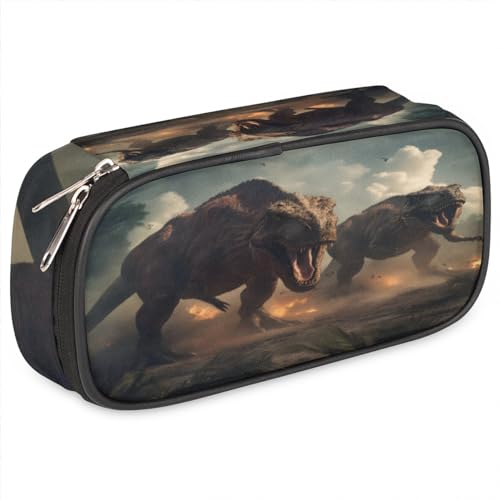 BHHJKK Federmäppchen für Mädchen und Jungen, Dinosaurier-Federmäppchen mit Reißverschluss, PU-Leder, Bleistift-Organizer, Schule, Stiftebox, Marker-Etui, Organizer, Siehe Abbildung, Einheitsgröße, von BHHJKK