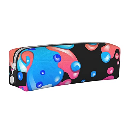 BHHJKK Federmäppchen mit Reißverschluss, Leder, Motiv: Regenbogenfarben mit Farbspritzern, Siehe Abbildung, Einheitsgröße, Federmäppchen von BHHJKK