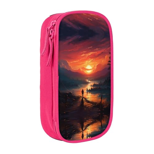 BHHJKK Federmäppchen mit Sonnenuntergang, Kunstdruck, doppellagig, hohe Kapazität, Federmäppchen, Organizer, Büroaufbewahrung, rose, Einheitsgröße, Federmäppchen von BHHJKK