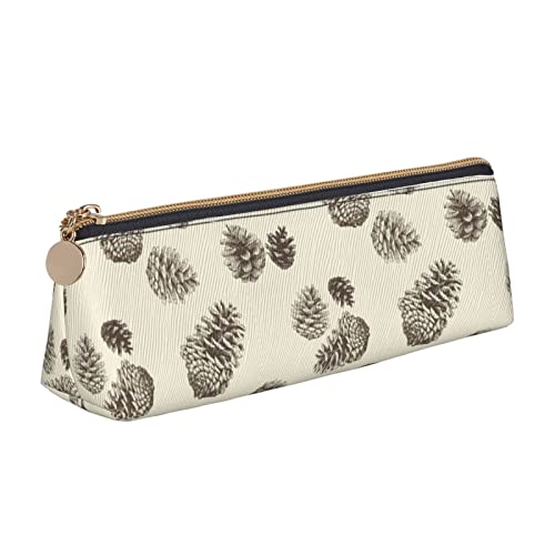BHHJKK Federmäppchen mit Tannenzapfen-Muster, dreieckig, Leder, Stifteetui, Kosmetiktasche, Schreibtisch, Schreibwaren, Organizer, Box für Büro, Damen und Herren, Siehe Abbildung, Einheitsgröße, von BHHJKK