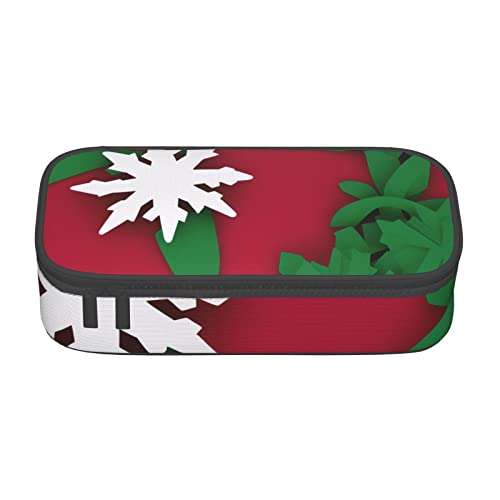 BHHJKK Federmäppchen mit Wolfsmuster, mit Reißverschluss, leer, schöne große Kapazität, tragbare Stifteboxen für Büro, Weihnachts-Schneeflocken-Druckmuster, Einheitsgröße, Federmäppchen von BHHJKK