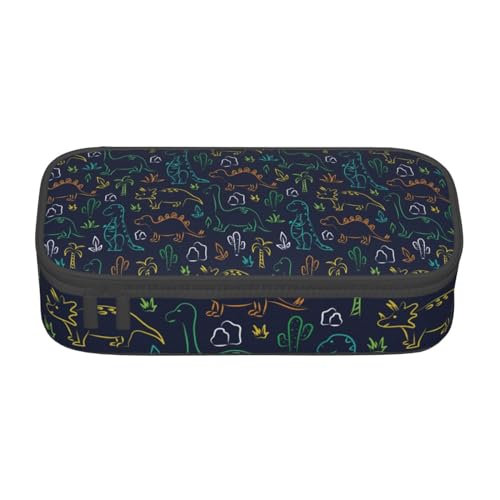 BHHJKK Federmäppchen mit niedlichem Dinosaurier- und Blättermuster, großes Fassungsvermögen, Federmäppchen, Make-up-Tasche, Bürobedarf, Schreibwaren, Federmäppchen mit Reißverschluss, Siehe Abbildung, von BHHJKK