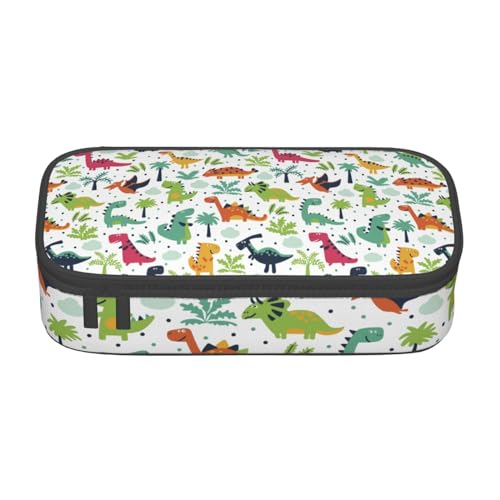 BHHJKK Federmäppchen mit niedlichem Dinosaurier- und Blättermuster, großes Fassungsvermögen, Federmäppchen, Make-up-Tasche, Bürobedarf, Schreibwaren, Federmäppchen mit Reißverschluss, Siehe Abbildung, von BHHJKK