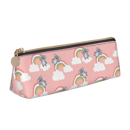 BHHJKK Federmäppchen mit niedlichem Koala- und Regenbogen-Dreieck, Leder-Federmäppchen, Kosmetiktasche, Schreibtisch-Organizer, Box für Büro, Damen, Herren, Siehe Abbildung, Einheitsgröße, von BHHJKK