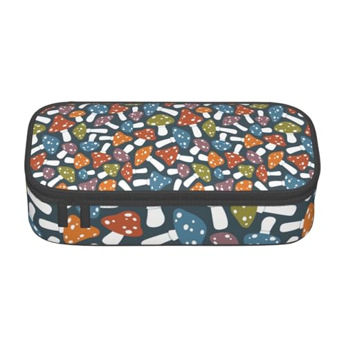 BHHJKK Federmäppchen mit niedlichem Pilz- und Blättermuster, großes Fassungsvermögen, Federmäppchen, Make-up-Tasche, Bürobedarf, Schreibwaren, Federmäppchen mit Reißverschluss, Siehe Abbildung, von BHHJKK