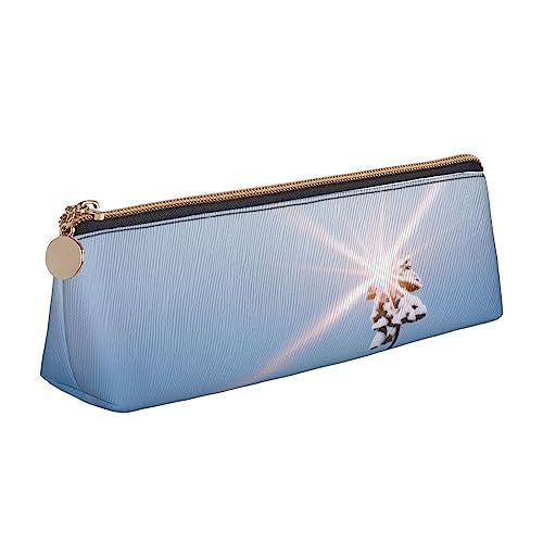 BHHJKK Federmäppchen mit violetten Rosen, dreieckig, PU-Leder, Stifteetui, Aufbewahrungstasche mit Reißverschluss, Pflanzen im Schnee, Einheitsgröße, Federmäppchen von BHHJKK