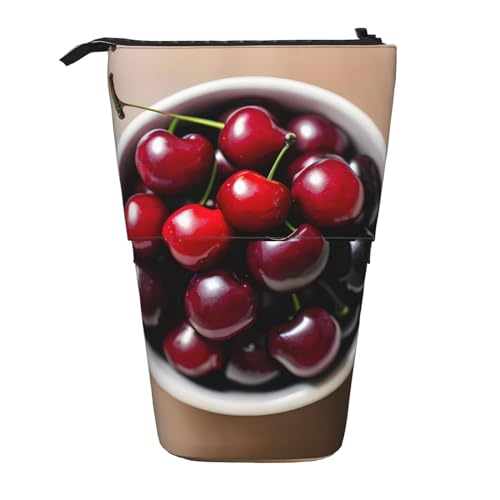 BHHJKK Fresh Cherry Teleskop-Federmäppchen, Federmäppchen, Organizer, Schreibwaren, Stifteetui mit Reißverschluss, Schwarz , Einheitsgröße, Federmäppchen von BHHJKK