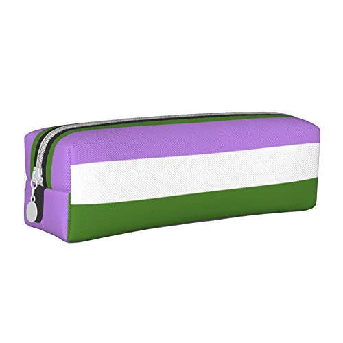 BHHJKK Genderqueer Federmäppchen mit Pride-Flagge, mit Reißverschluss, Leder, Stifteetui, Organizer für Damen, Herren, Büro, Siehe Abbildung, Einheitsgröße, Federmäppchen von BHHJKK