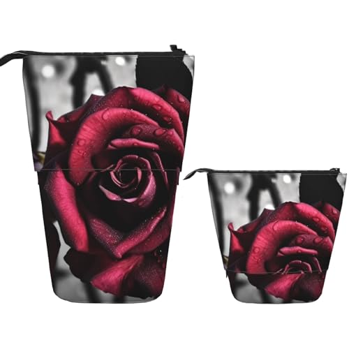 BHHJKK Khiry Stehendes Federmäppchen, Stifthalter, graue Steine, Bild, Teleskop-Schreibwarenetui für Büro, Stand-up-Organizer, einziehbares Federmäppchen, Stifteetui, Stifthalter für Arbeit, 7 × 14,5 von BHHJKK