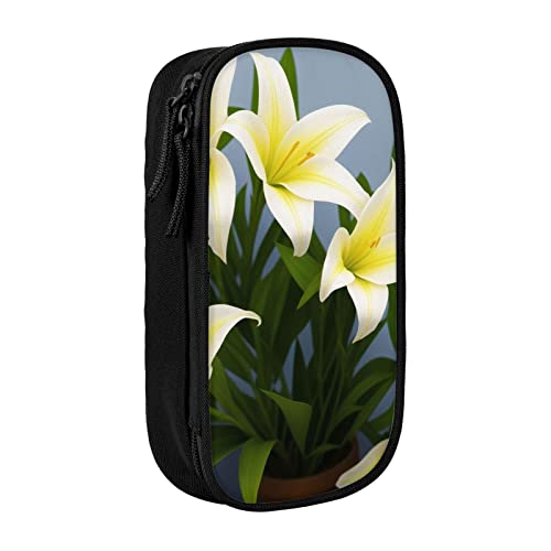 BHHJKK Lemons Tree Stiftebox mit Reißverschluss, Leerer Organizer mit 3 Fächern, tragbare Multifunktionstasche, schöne große Kapazität für Büro, Fleur de Lys, one size, Federmäppchen von BHHJKK