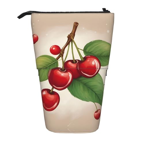 BHHJKK Lovely Sweet Red Cherry Teleskop-Federmäppchen, Federmäppchen, Organizer, Schreibwaren, Stifteetui mit Reißverschluss, Schwarz , Einheitsgröße, Federmäppchen von BHHJKK