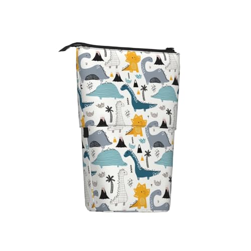 BHHJKK Niedliches Cartoon-Dinosaurier-Federmäppchen, Teleskop-Stiftehalter, Kosmetiktasche, Schreibtisch-Organizer, Box für Bürobedarf, Siehe Abbildung, Einheitsgröße, Federmäppchen von BHHJKK