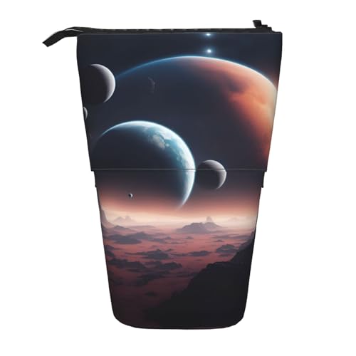 BHHJKK Space Planet Teleskop-Federmäppchen, Federmäppchen, Organizer, Schreibwaren, Stifteetui mit Reißverschluss, Schwarz , Einheitsgröße, Federmäppchen von BHHJKK