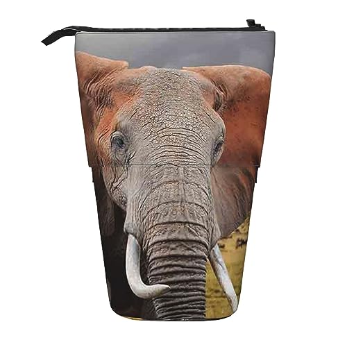 BHHJKK Stehendes Federmäppchen, Stifthalter, Ostern, Teleskop-Schreibwarenetui für Büro, Stand-up-Organizer, einziehbares Federmäppchen, Stiftehalter, für Arbeit, 7 × 14,5 cm, elefant, Einheitsgröße, von BHHJKK