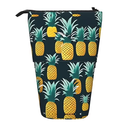 BHHJKK Teleskop-Federmäppchen mit Ananas-Design, mit Reißverschluss, Schwarz , Einheitsgröße, Federmäppchen BHHJKK Teleskop-Federmäppchen mit Ananas-Design, mit Reißverschluss, Schwarz , Einheitsgröße, Federmäppchen von BHHJKK