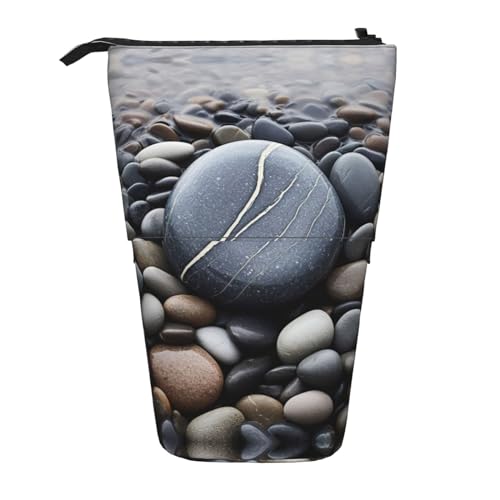 BHHJKK Teleskop-Federmäppchen mit Reißverschluss, Motiv: Strandstein, Schwarz , Einheitsgröße, Federmäppchen BHHJKK Teleskop-Federmäppchen mit Reißverschluss, Motiv: Strandstein, Schwarz , Einheitsgröße, Federmäppchen von BHHJKK