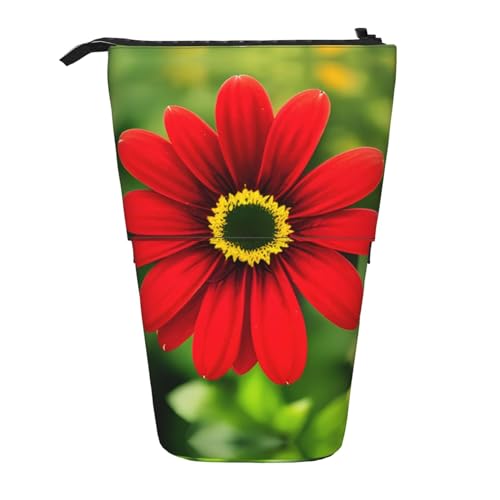 BHHJKK Teleskop-Federmäppchen mit roter Blume, Federmäppchen, Organizer, Schreibwaren, Stifteetui mit Reißverschluss, Schwarz , Einheitsgröße, Federmäppchen von BHHJKK