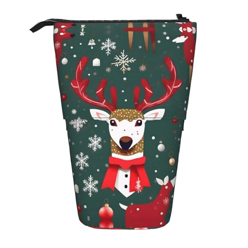 BHHJKK Teleskop-Federmäppchen mit weihnachtlichem Hirsch-Design, Federmäppchen, Organizer, Schreibwaren, Stifteetui mit Reißverschluss, Schwarz , Einheitsgröße, Federmäppchen BHHJKK Teleskop-Federmäppchen mit weihnachtlichem Hirsch-Design, Federmäppchen, Organizer, Schreibwaren, Stifteetui mit Reißverschluss, Schwarz , Einheitsgröße, Federmäppchen von BHHJKK