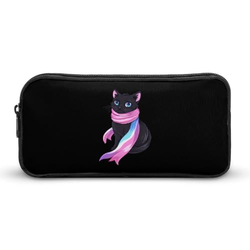 BHHJKK Transgender Federmäppchen mit Schal, Katze, lustiges Federmäppchen, hohe Kapazität, Aufbewahrungstasche, tragbarer Stift-Organizer, Siehe Abbildung, Einheitsgröße, Federmäppchen von BHHJKK