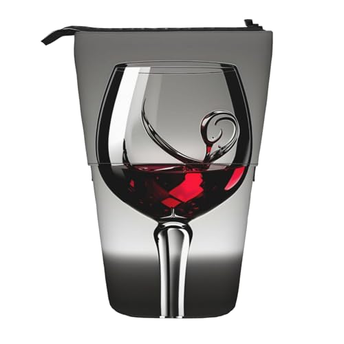 BHHJKK Weinglas-Federmäppchen, Teleskop-Federmäppchen, Organizer, Schreibwaren, Stifteetui mit Reißverschluss, Schwarz , Einheitsgröße, Federmäppchen von BHHJKK