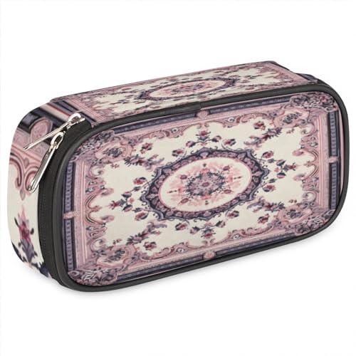 Federmäppchen aus Leder mit abstraktem Blumenmuster, großes Fassungsvermögen, schwarz, Schreibwaren-Organizer, Federmäppchen mit Reißverschluss, für Jungen und Mädchen, schönes Blumenmuster, von BHHJKK