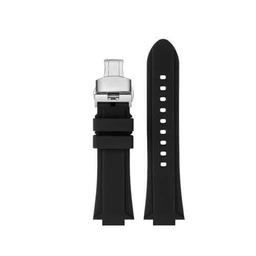 BHMIRUI Kompatibel mit MAURICE LACROIX AIKON Modified Quick Release Silikonarmband AI1108 AI6038 AI6058 AI6007 AI6008 Herrenarmband aus Gummi(Black-silver,AI1018) von BHMIRUI