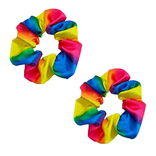 BHSTTNIXP Regenbogen-Haargummis, Stolz, Stoff-Haarband, praktisch für Damen und Mädchen, Regenbogen-Haargummis, LGBTQ-Haar-Accessoires, geeignet für dickes, dünnes lockiges Haar, 2 Stück von BHSTTNIXP