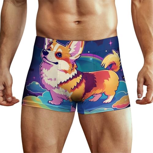 BHTGTRFDTD Unterhosen Für Männer Süßer Corgi Hund Und Wolken Unterwäsche Stretch Boxershorts Für Männer von BHTGTRFDTD