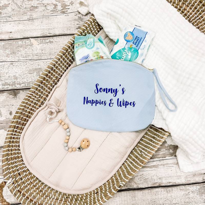 Personalisierter Name Baby Windel- Und Wischtasche 100% Bio-Baumwolle - Neues Babygeschenk Rosa Blau Creme Personalisierter Name Baby Windel- Und Wischtasche 100% Bio-Baumwolle - Neues Babygeschenk Rosa Blau Creme von BHWDesigns