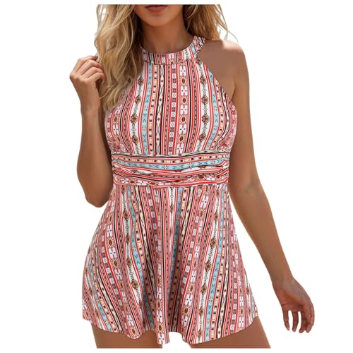 BHXUTK Tankini Damen Große Größen Zweiteilig Badeanzug Push Up Bademoden Mit Pads Bauchweg Neckholder Oberteile Und Badeshorts Badeanzug Elegant Strandkleid Tankinis Beachwear von BHXUTK