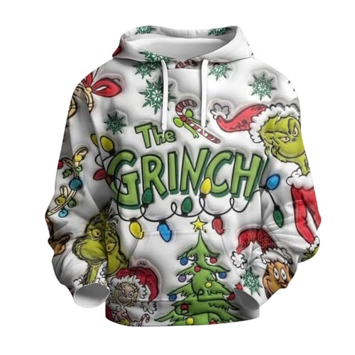 BHXUTK Weihnachten Hoodie Herren 3D Print Sweatshirt Ugly Christmas Sweater Unisex Lustiger Weihnachtspullover für Damen Hässlicher Xmas Pullover Weihnachtspulli von BHXUTK