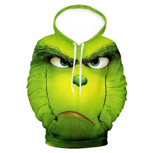 BHXUTK Weihnachtspullover Herren Kapuzenpullover Kreativer Weihnachts Pullover Weihnachtsmann 3D Hoodie Lustiger Bequemes Langarm Sweatshirt Kapuzenpulli von BHXUTK