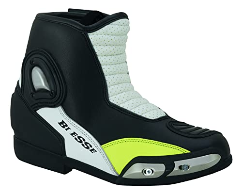 BI ESSE Motorradschuhe Stiefeletten aus perforiertem Leder mit Slider, Neon, 45 EU von BI ESSE