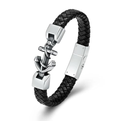 BIAIHQIE Anker-Einäscherungsarmband für Asche, Gedenkurne, Schmuck, geflochtenes Lederarmband, Armreif, Andenken, Geschenk für Frauen und Männer, 22 cm, B BIAIHQIE Anker-Einäscherungsarmband für Asche, Gedenkurne, Schmuck, geflochtenes Lederarmband, Armreif, Andenken, Geschenk für Frauen und Männer, 22 cm, B von BIAIHQIE